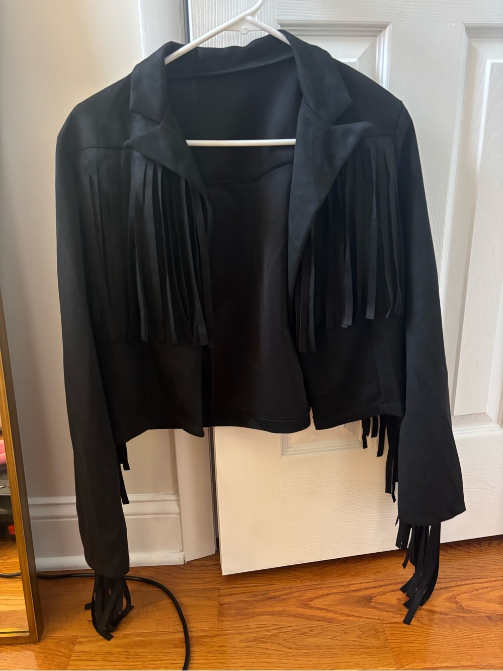 Black Fringe Cropped Jacket - Women’s Stylish Fringe Coat